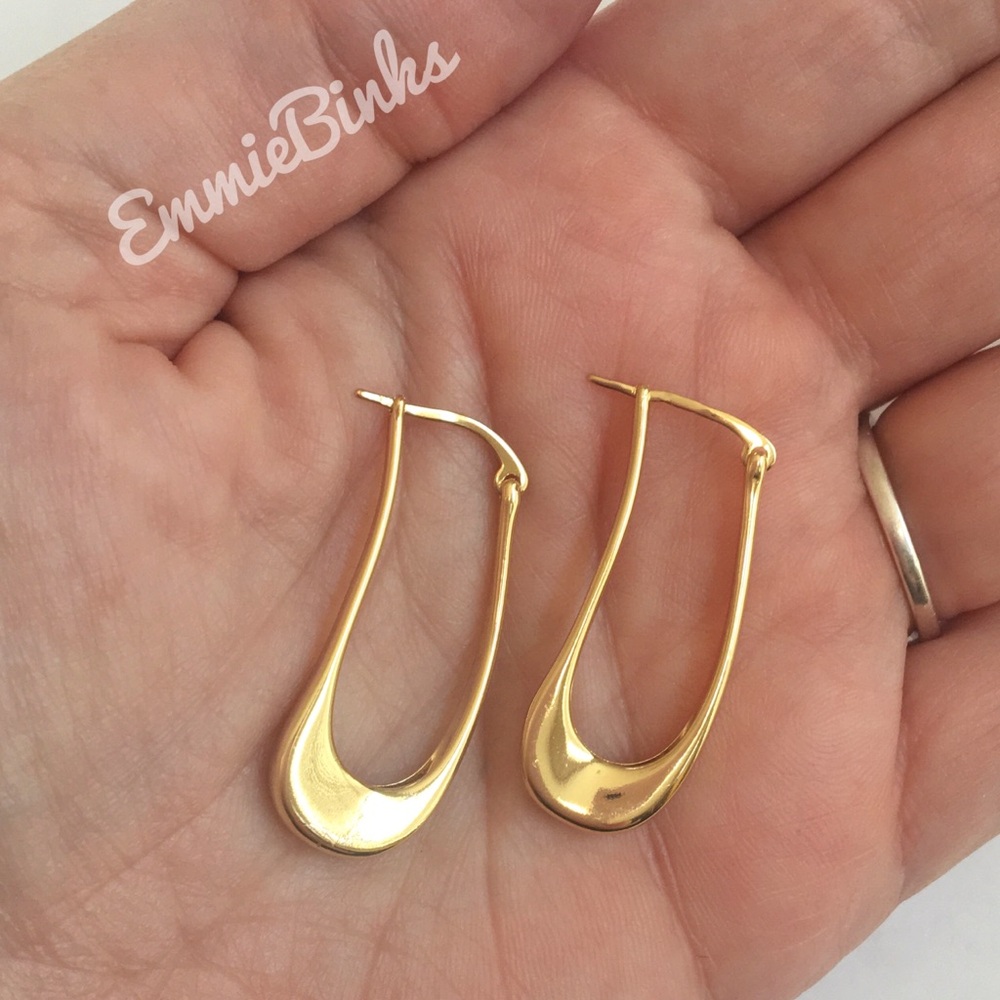 New Loft Gold Plated Melt Drop Hoop Earrings - Picture 2 of 8